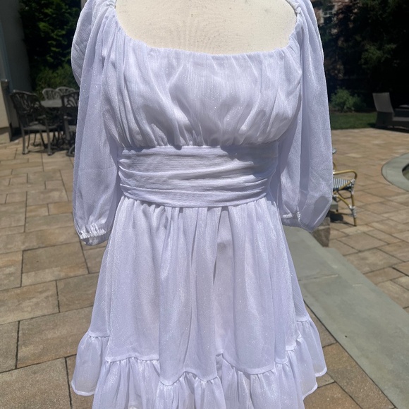Lucy in the Sky White Women's NEIA Ruffle Chiffon White Dress Size M - Picture 1 of 13